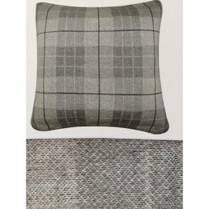 New merchant 41 gray plaid checked Lurex pillow cover ONLY washable 18"